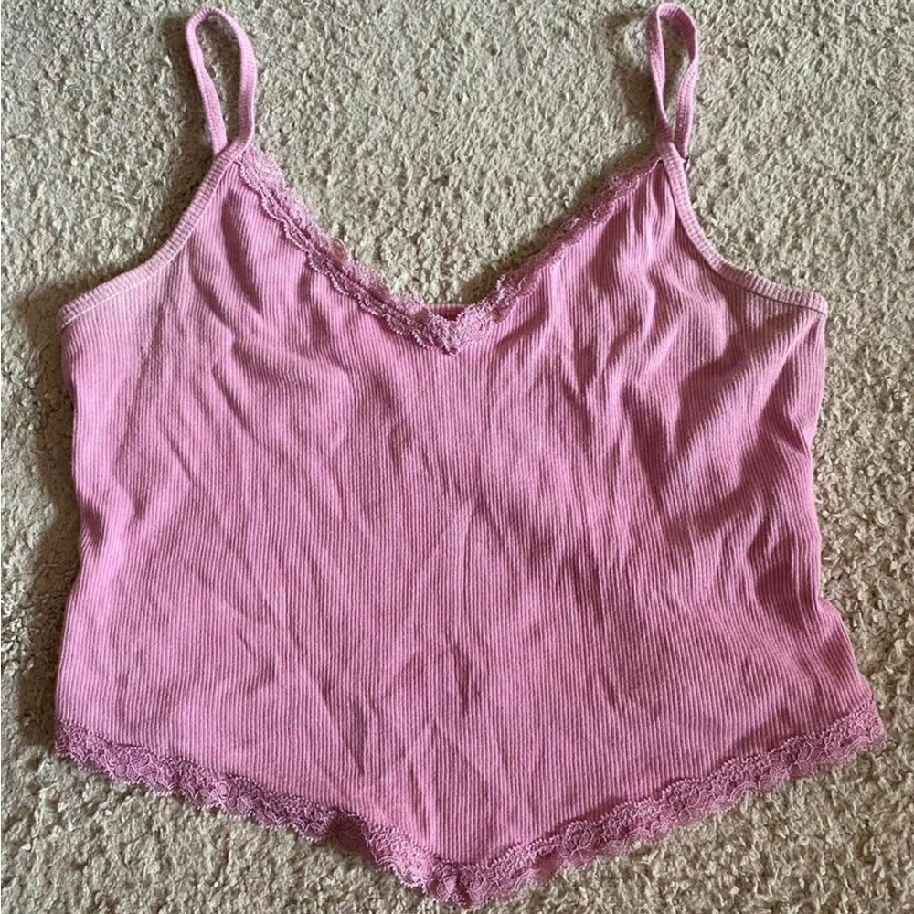Pink Lace Tank Top